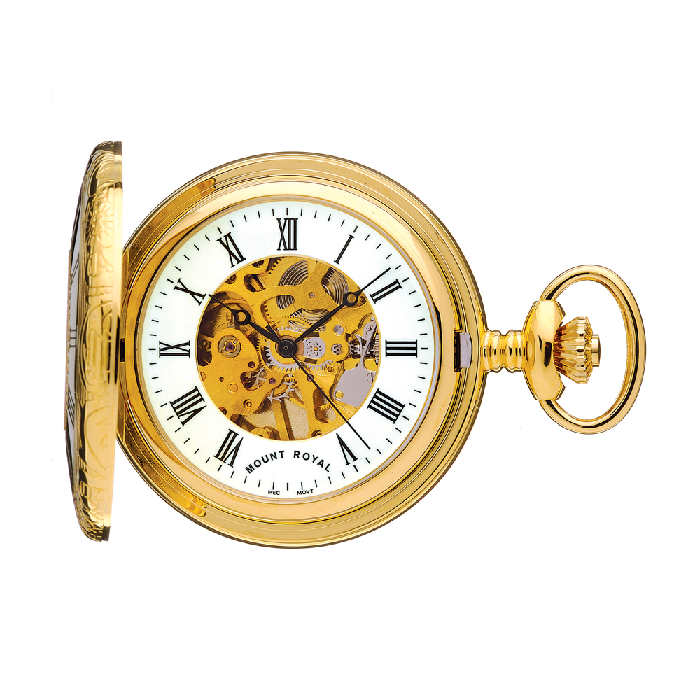 Half hunter skeleton pocket watch 2025